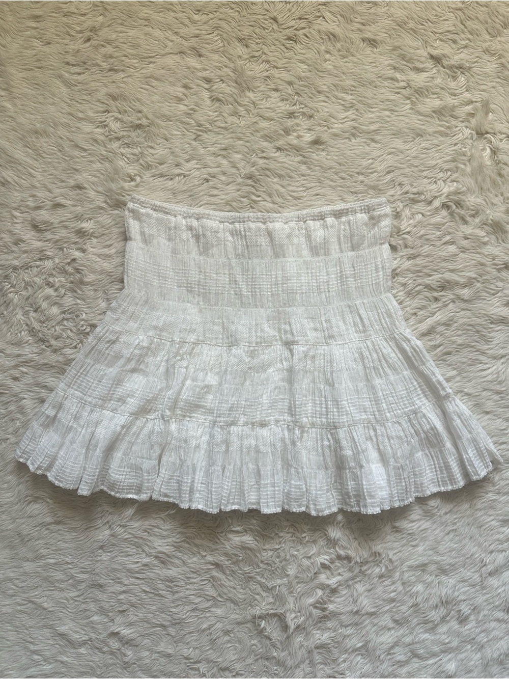 Studio M Skirt Tiered Mini Pull On Elastic Waist Cottagecore White Sz M NWT New